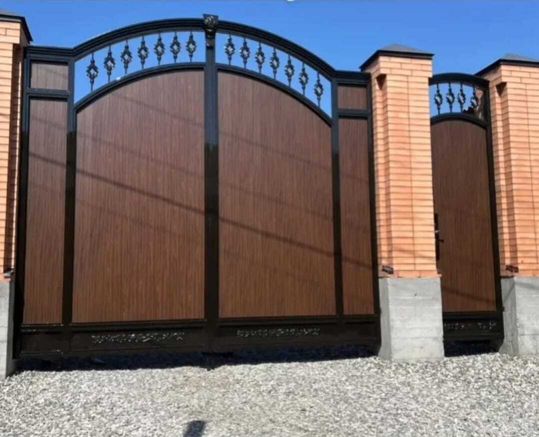 Ворота тёмный дуб