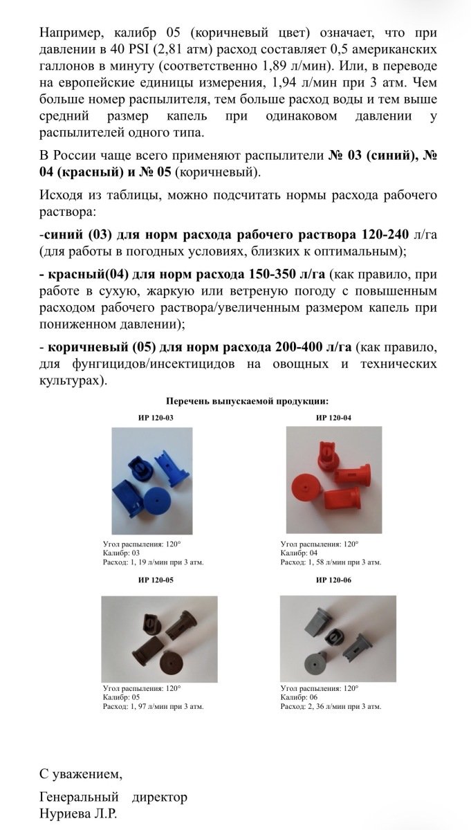 Форсунки для распылителей